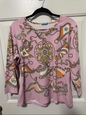 J. McLaughlin Catalina Cloth Signature Pink Nautical Top Size XL